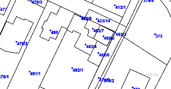 Parcela st. 482/4 v KÚ Řevnice, Katastrální mapa