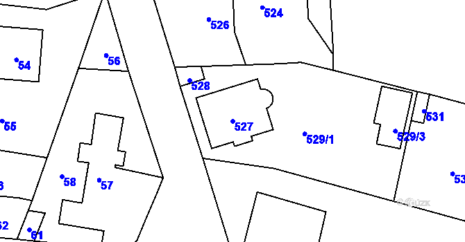 Parcela st. 527 v KÚ Řevnice, Katastrální mapa