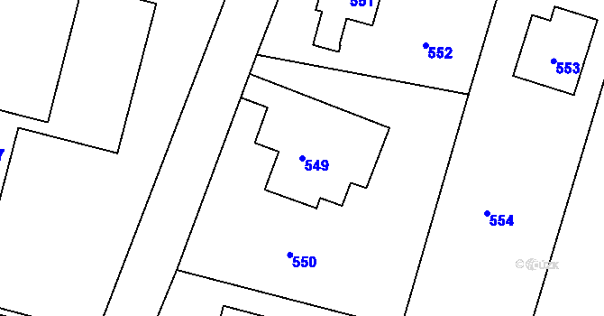 Parcela st. 549 v KÚ Řevnice, Katastrální mapa