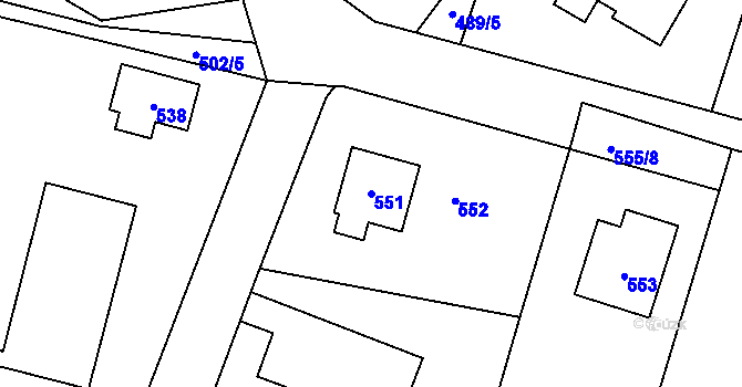 Parcela st. 551 v KÚ Řevnice, Katastrální mapa