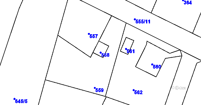 Parcela st. 558 v KÚ Řevnice, Katastrální mapa