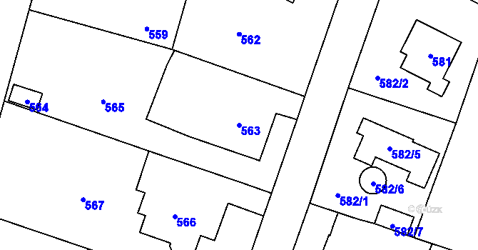 Parcela st. 563 v KÚ Řevnice, Katastrální mapa