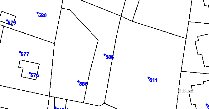 Parcela st. 586 v KÚ Řevnice, Katastrální mapa