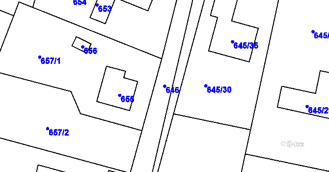 Parcela st. 646 v KÚ Řevnice, Katastrální mapa