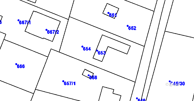 Parcela st. 653 v KÚ Řevnice, Katastrální mapa