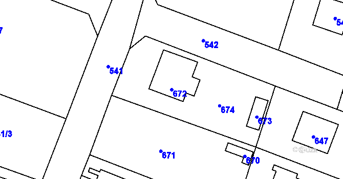 Parcela st. 672 v KÚ Řevnice, Katastrální mapa