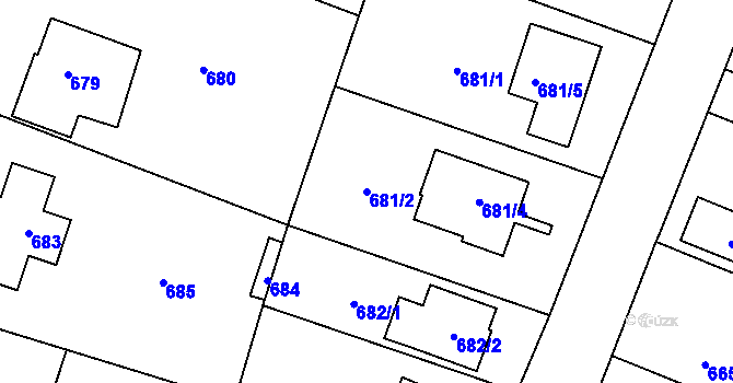 Parcela st. 681/2 v KÚ Řevnice, Katastrální mapa
