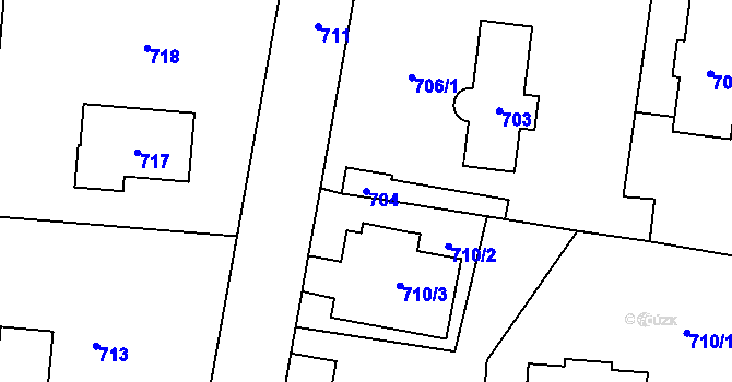 Parcela st. 704 v KÚ Řevnice, Katastrální mapa