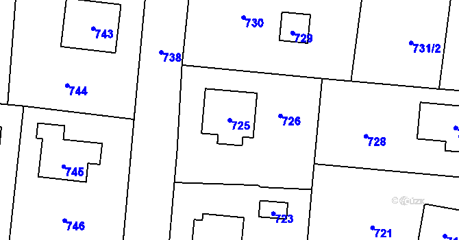 Parcela st. 725 v KÚ Řevnice, Katastrální mapa
