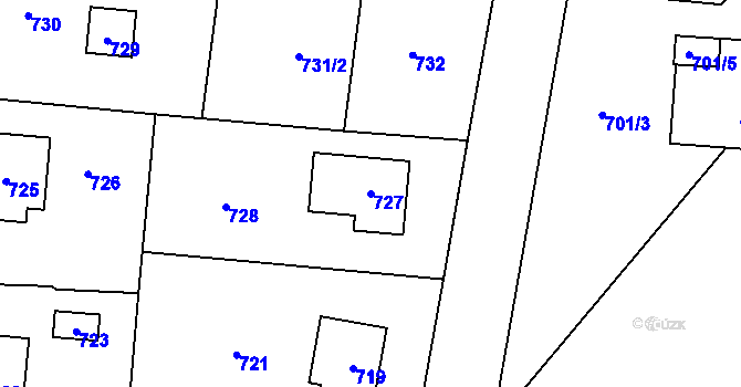 Parcela st. 727 v KÚ Řevnice, Katastrální mapa