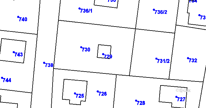 Parcela st. 729 v KÚ Řevnice, Katastrální mapa