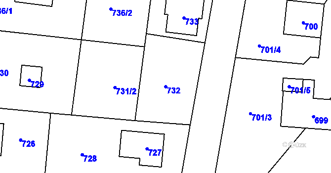 Parcela st. 732 v KÚ Řevnice, Katastrální mapa