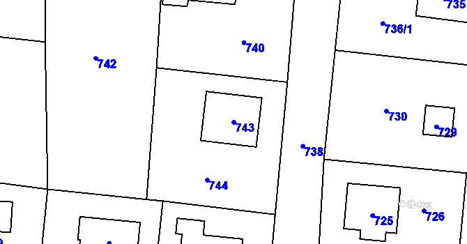 Parcela st. 743 v KÚ Řevnice, Katastrální mapa