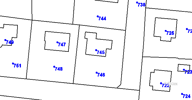 Parcela st. 745 v KÚ Řevnice, Katastrální mapa
