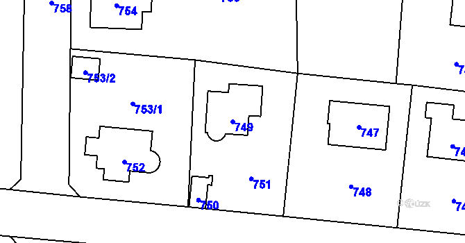Parcela st. 749 v KÚ Řevnice, Katastrální mapa