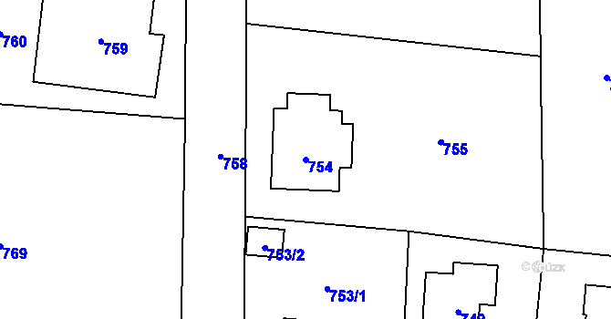 Parcela st. 754 v KÚ Řevnice, Katastrální mapa