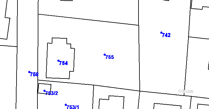 Parcela st. 755 v KÚ Řevnice, Katastrální mapa