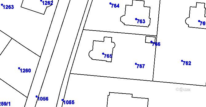 Parcela st. 765 v KÚ Řevnice, Katastrální mapa