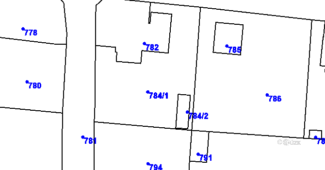Parcela st. 784 v KÚ Řevnice, Katastrální mapa