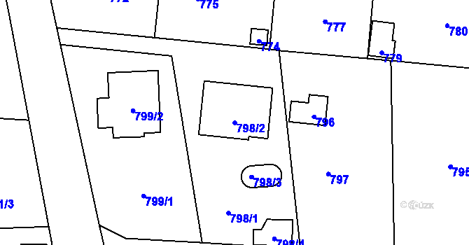Parcela st. 798/2 v KÚ Řevnice, Katastrální mapa