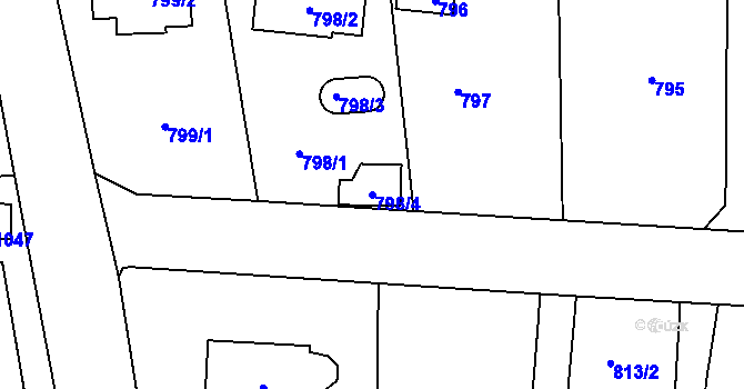 Parcela st. 798/4 v KÚ Řevnice, Katastrální mapa