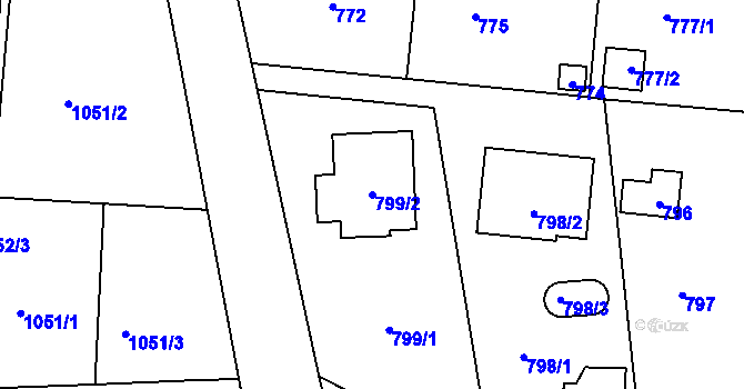Parcela st. 799/2 v KÚ Řevnice, Katastrální mapa