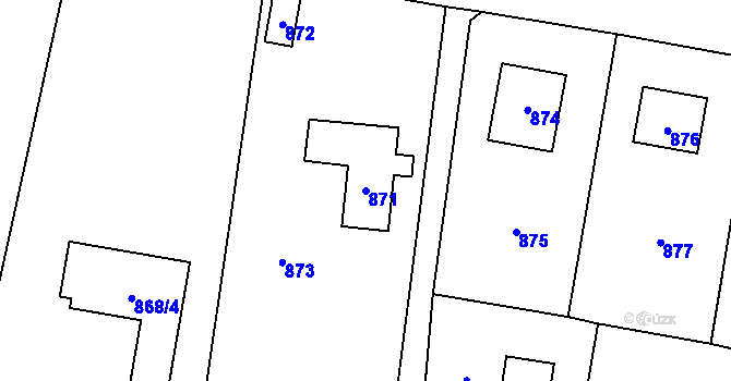 Parcela st. 871 v KÚ Řevnice, Katastrální mapa