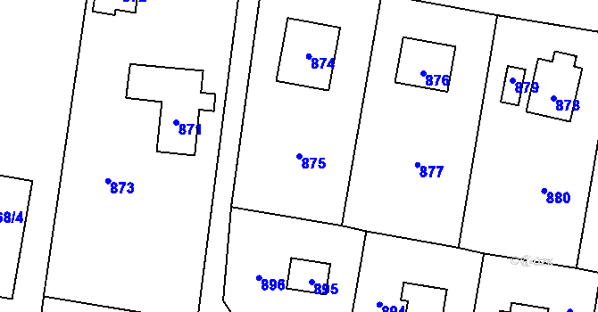 Parcela st. 875 v KÚ Řevnice, Katastrální mapa