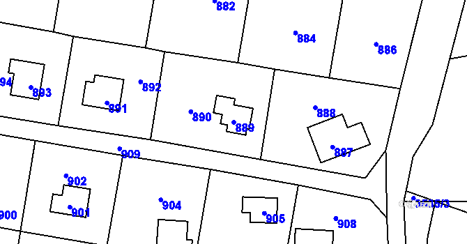 Parcela st. 889 v KÚ Řevnice, Katastrální mapa