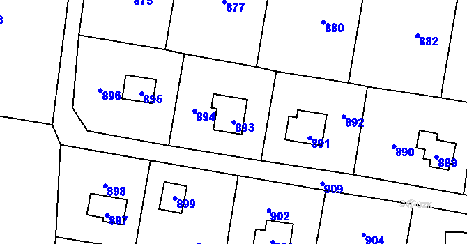 Parcela st. 893 v KÚ Řevnice, Katastrální mapa