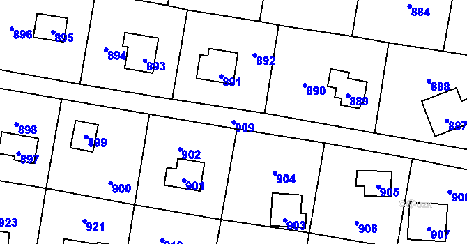 Parcela st. 909 v KÚ Řevnice, Katastrální mapa