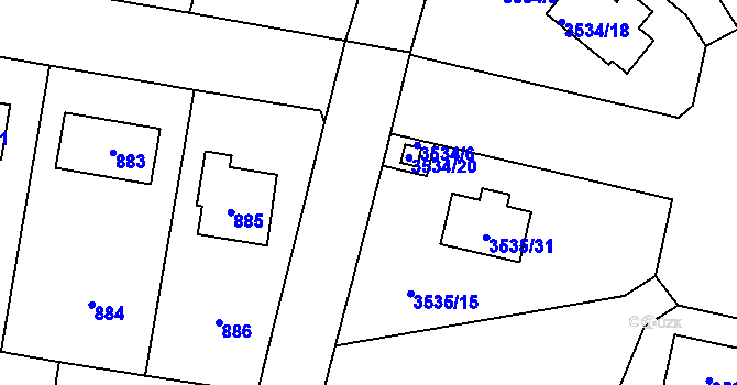 Parcela st. 910/2 v KÚ Řevnice, Katastrální mapa