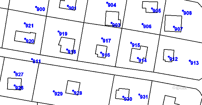 Parcela st. 916 v KÚ Řevnice, Katastrální mapa
