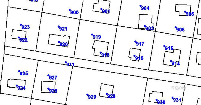 Parcela st. 918 v KÚ Řevnice, Katastrální mapa