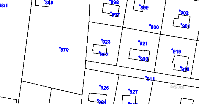Parcela st. 922 v KÚ Řevnice, Katastrální mapa