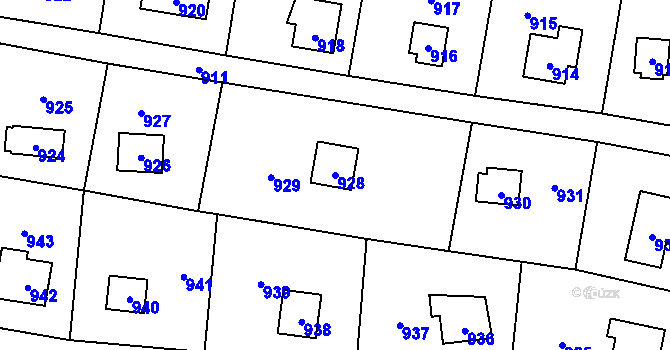 Parcela st. 928 v KÚ Řevnice, Katastrální mapa