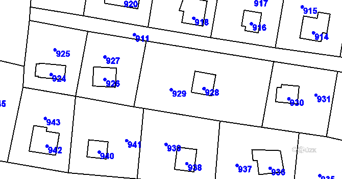 Parcela st. 929 v KÚ Řevnice, Katastrální mapa