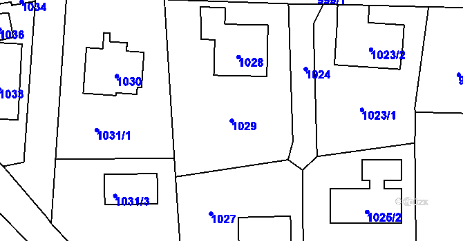 Parcela st. 1029 v KÚ Řevnice, Katastrální mapa