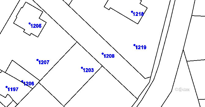 Parcela st. 1208 v KÚ Řevnice, Katastrální mapa