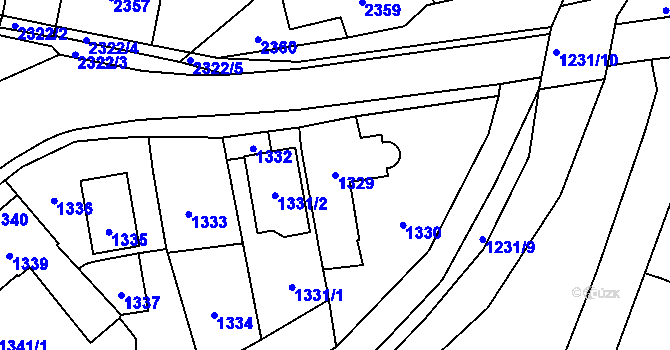 Parcela st. 1329 v KÚ Řevnice, Katastrální mapa