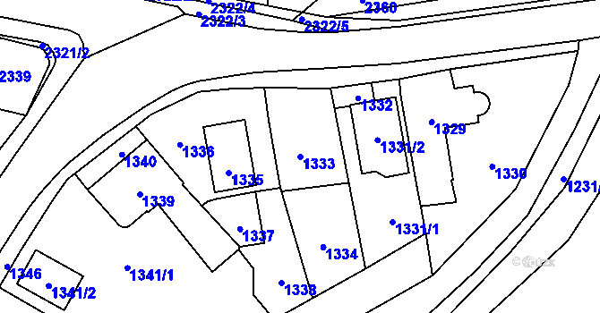Parcela st. 1333 v KÚ Řevnice, Katastrální mapa