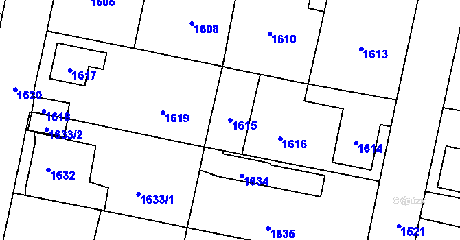 Parcela st. 1615 v KÚ Řevnice, Katastrální mapa