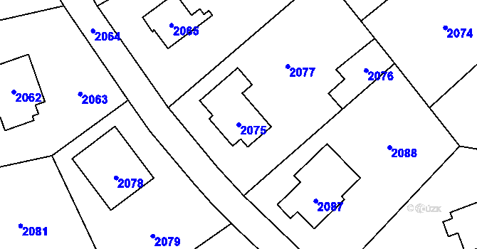 Parcela st. 2075 v KÚ Řevnice, Katastrální mapa