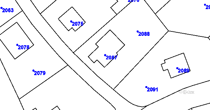 Parcela st. 2087 v KÚ Řevnice, Katastrální mapa