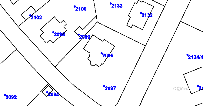 Parcela st. 2096 v KÚ Řevnice, Katastrální mapa