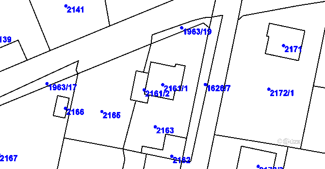 Parcela st. 2161/1 v KÚ Řevnice, Katastrální mapa