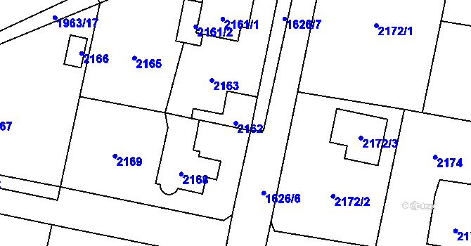 Parcela st. 2162 v KÚ Řevnice, Katastrální mapa