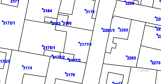 Parcela st. 2177 v KÚ Řevnice, Katastrální mapa