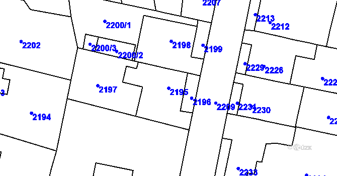 Parcela st. 2195 v KÚ Řevnice, Katastrální mapa