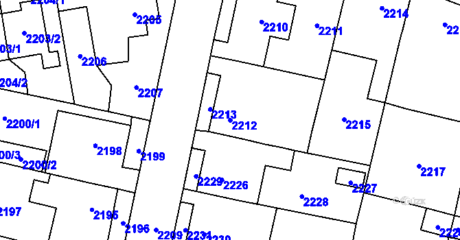 Parcela st. 2212 v KÚ Řevnice, Katastrální mapa